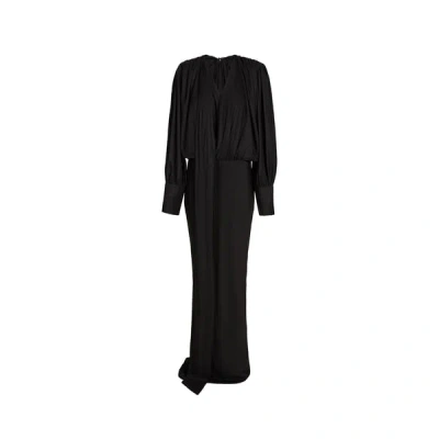 Rotate Birger Christensen Robe Longue En Mousseline In Black