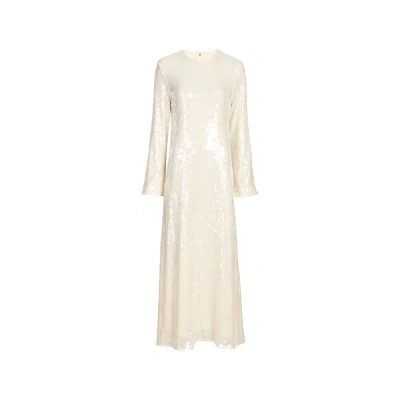 Rotate Birger Christensen Robe Longue En Sequins In Sand
