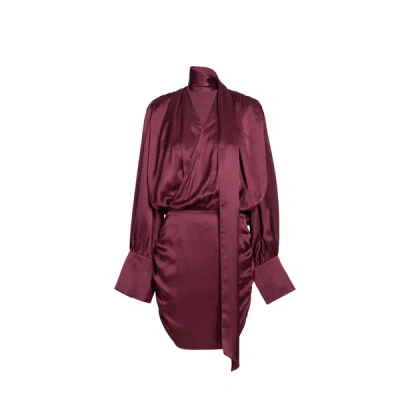 Rotate Birger Christensen Robe Satinée Plissée En Soie In Red