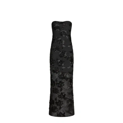 Rotate Birger Christensen Robe Tube En Tulle Fleurie In Black