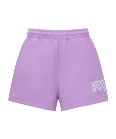 Rotate Birger Christensen Roda Cotton Logo Shorts In Purple