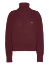 Rotate Birger Christensen Knit Turtleneck Jumper In Burgundy