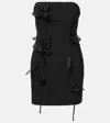 Rotate Birger Christensen Rose-appliqué Minidress In Black