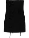 Rotate Birger Christensen Rose-appliqué Tube Mini Dress In Black
