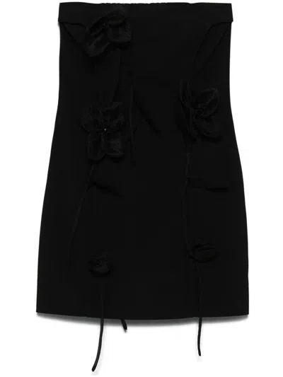 Rotate Birger Christensen Rose-appliqué Tube Mini Dress In Black