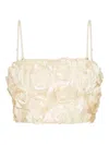 Rotate Birger Christensen Spaghetti Strap Top With Rose Appliques In Neutral