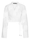 Rotate Birger Christensen Rose-embroidery Wrap Shirt In White