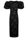 Rotate Birger Christensen Rotate 3d Jacquard Midi Dress Black Floral In Black