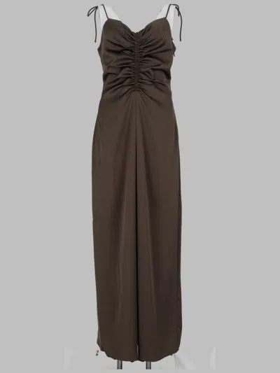 Rotate Birger Christensen Rotate Abito Midi Arricciato In Brown