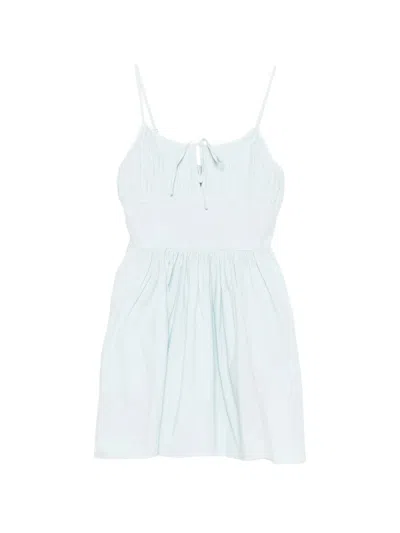 Rotate Birger Christensen Rotate Adjustable Strap Mini Dress With Front Lace-up And Back Zip Closure In Blue