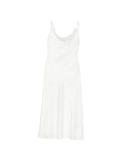 Rotate Birger Christensen Rotate All-over Jacquard Floral Dress With Thin Straps And Open Back In White