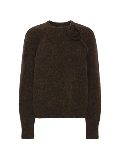 Rotate Birger Christensen Rotate Alpaca-blend Knit Flower Jumper In Animal Print