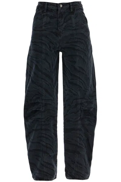Rotate Birger Christensen Rotate Animal Print Barrel Jeans Women In Black