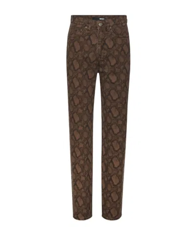 Rotate Birger Christensen Rotate Animal Print Straight-leg Jeans In Brown