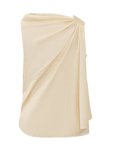 Rotate Birger Christensen Rotate Asymmetrical Draped Top In Italian Straw