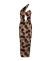 Rotate Birger Christensen Layered One-sleeved Long Dress With Beads Details In Black