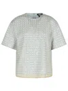 Rotate Birger Christensen Rotate 'beaded' Light Blue Polyester T-shirt Women In Beige