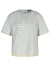 Rotate Birger Christensen Rotate 'beaded' Light Blue Polyester T-shirt Women In Neutrals