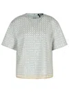Rotate Birger Christensen Rotate 'beaded' Light Blue Polyester T-shirt Women In Cream