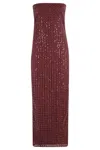 Rotate Birger Christensen Rotate Bordeaux Evening Dress With All-over Paillettes In Burgundy