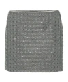 Rotate Birger Christensen Beaded Mini Skirt With Strass And Side Zip Closure In Multi