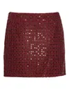 Rotate Birger Christensen Mesh Midi Skirt With Floral Bead Embroidery In Red