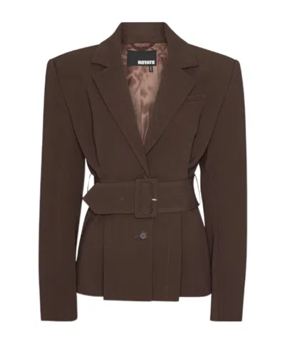 Rotate Birger Christensen Rotate Belted Blazer Jacket In Brown