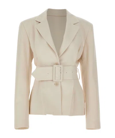 Rotate Birger Christensen Rotate Belted Fitted Blazer In Brown