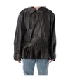 Rotate Birger Christensen Giacca Biker In Pelle Di Agnello Marrone Scuro Con Cintura Rotate In Brown