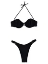 Rotate Birger Christensen Reina Olga Halter Neck Bikini Set In Black