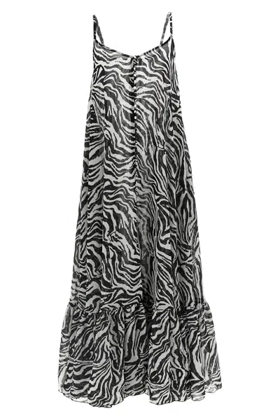 Rotate Birger Christensen X Reina Olga Zebra-print Maxi Dress In Black