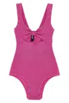 Rotate Birger Christensen Reina Olga Swimsuit Bow Detail In Pink
