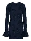 Rotate Birger Christensen Rotate Tulle Dress With All-over Rose Details In Blue