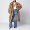 Rotate Birger Christensen Beige Long Faux Fur In Brown