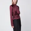 Rotate Birger Christensen Rotate Satin Blouse In Red