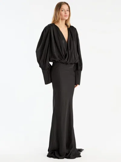 Rotate Birger Christensen Rotate Birgerchristensen Chiffon Maxi Dress In Black