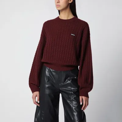 Rotate Birger Christensen Rotate Birgerchristensen Chocolate Wool And Cashmere Cableknit Sweater In Burgundy