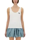 Rotate Birger Christensen White Recycled Cotton Top With Deep Neckline In White
