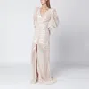 Rotate Birger Christensen Rotate Birgerchristensen Cream Long Sequin Dress In Neutral