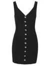 Rotate Birger Christensen Rotate V-neck Mini Dress With Decorative Front Buttons In Black
