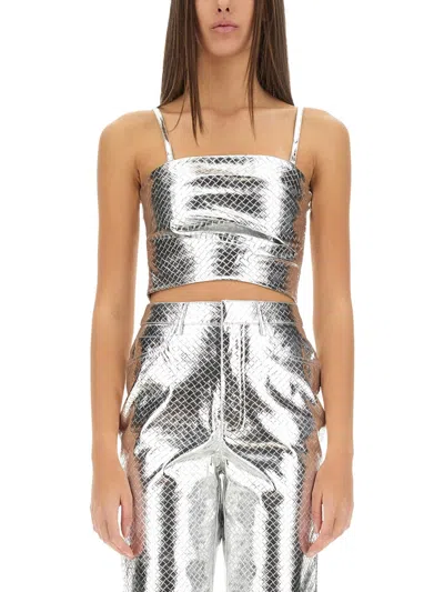 Rotate Birger Christensen Rotate Birgerchristensen Crop Top In Silver