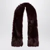 Rotate Birger Christensen Dark Burgundy Faux Fur Scarf In Brown
