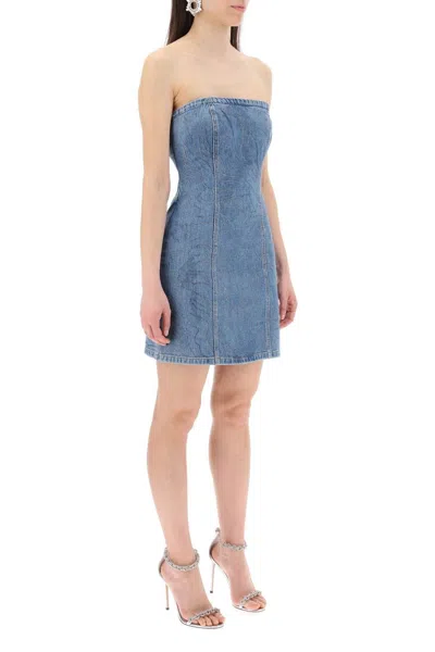 Rotate Birger Christensen Rotate Birgerchristensen Denim Mini Dress With Rhin In Blue