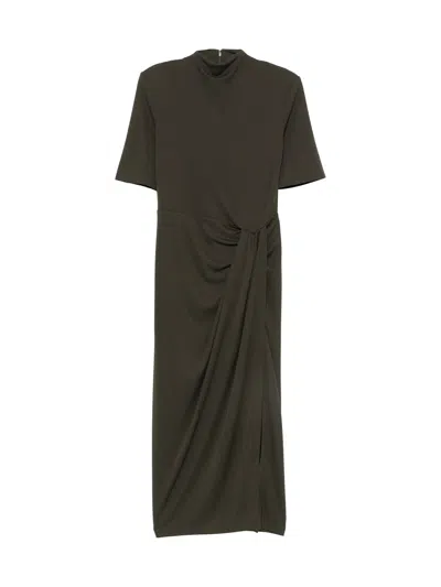 Rotate Birger Christensen Rotate Birgerchristensen Draped Midi Dress In Animal Print