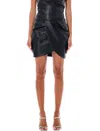 Rotate Birger Christensen Draped Faux Leather Mini Skirt