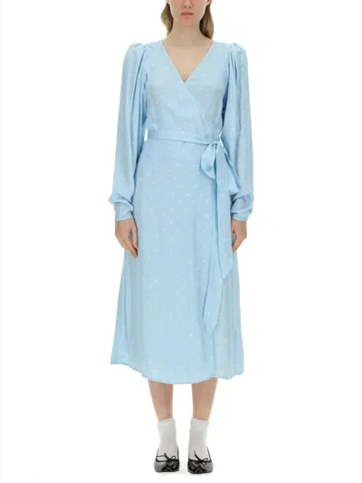 Rotate Birger Christensen Rotate Birgerchristensen Dress With Bow In Blue