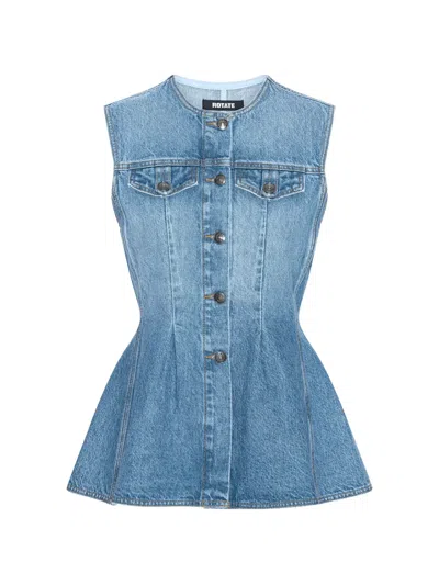ROTATE BIRGER CHRISTENSEN ROTATE BIRGERCHRISTENSEN FLARED DENIM TOP
