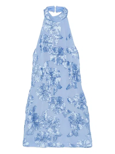 Rotate Birger Christensen Rotate Birgerchristensen Floral Halterneck Mini Dress In Blue