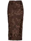 Rotate Birger Christensen Rotate Birgerchristensen Flower Mesh Pencil Skirt In Brown
