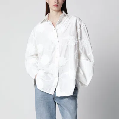 Rotate Birger Christensen Rotate Birgerchristensen Flower Oversized Floral Shirt In Organic Cotton, White